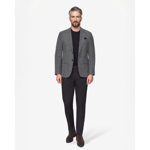 sacou gri cu carouri barbati din lana