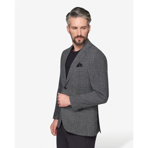 sacou gri cu carouri barbati din lana
