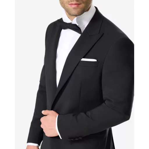 Sacou smoking TUXAMID solid wool stretch black