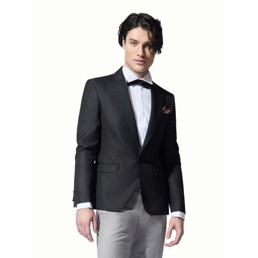 sacou smoking barbati gri inchis glitter