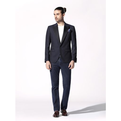 sacou smoking barbati bleumarin din in si lana