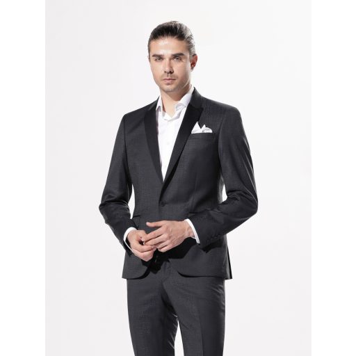 sacou smoking barbati negru lana cu microdesign