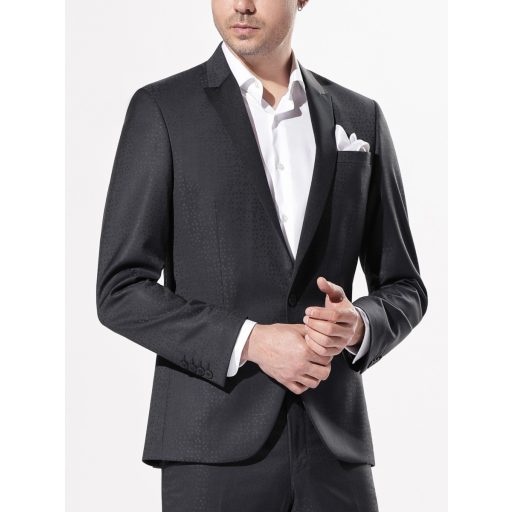 sacou smoking barbati negru lana cu microdesign