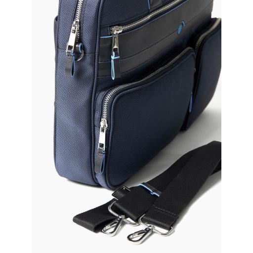 Geanta tip servieta bleumarin din nylon 