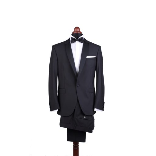 sacou smoking barbati negru rever satinat